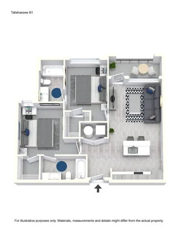 B1: 2 Beds / 2 Baths
