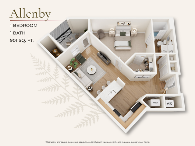 Experience the Allenby, a 1 bed 1 bath floor plan in Midlothian, offering flexible square footage with modern amenities. Tour this inviting retreat today!