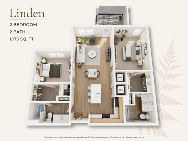 Explore the Linden, a 2 bed 2 bath floor plan in Midlothian, designed with modern amenities like a fitness center and in-unit laundry. Schedule a tour today!