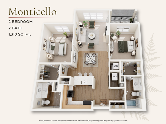 Explore the Monticello, a 2 bed 2 bath floor plan in Midlothian, offering a distinctive living space with modern amenities. Enjoy in-unit laundry and a fitness center. Schedule your tour today!