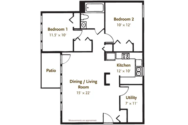2 bed 1 bath