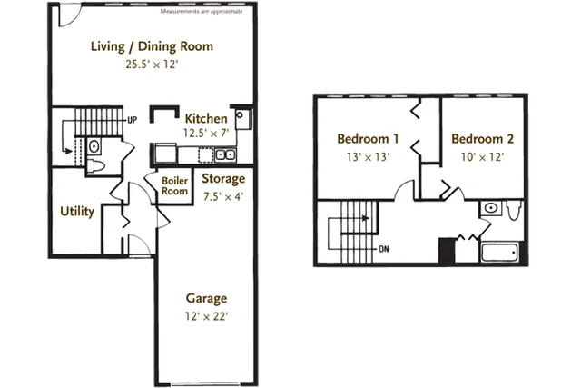 2 Bed 1.5 Bath