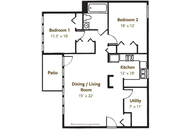 2 bed 1 bath