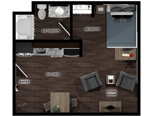 Economy Loft Studio Layout | The Union at Dearborn | Dearborn Apartments