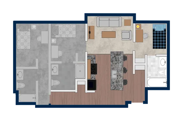 3x3 Floor Plan Layout | The Union at Dearborn | Dearborn Apartments