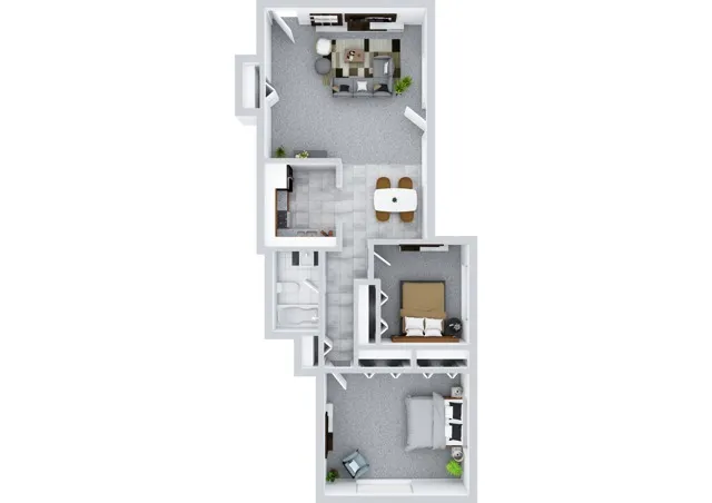 2 Bedroom/1Bathroom Floor Plan
