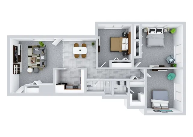 3 Bedroom/1.5 Bathroom Floor Plan