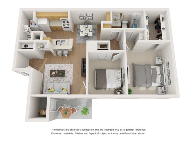 2 bedroom, 2 bathroom, 811 sq ft
