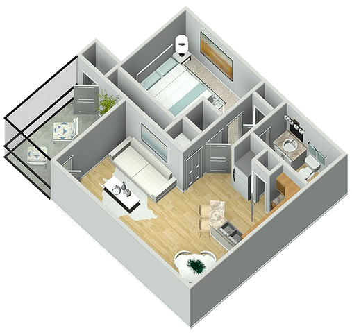 A2 (Fir) 1x1 638 3D floor plan