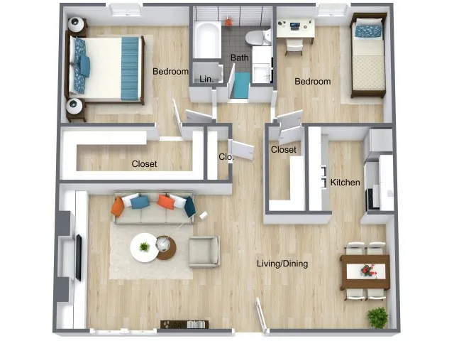 2 Bed - 1 Bath
