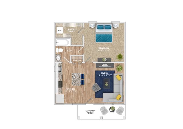 Argent Cottages - One-Bedroom Floorplan
