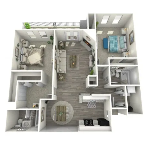 2 Bedroom  | 2  Bath | 1047  SQFT