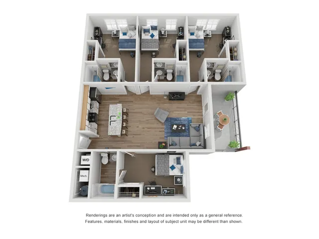 4 bedroom 4 bathroom layout