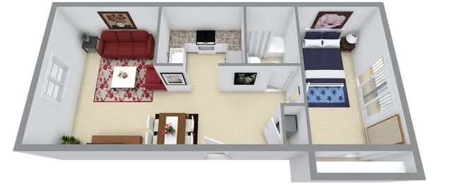 Messina 1 Bed 1 Bath 675 Sq Ft