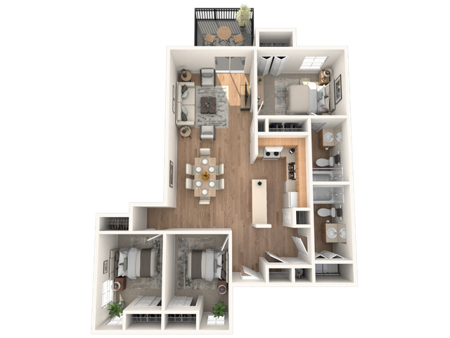 3 Bed, 2 Bath, 1,050 SqFt