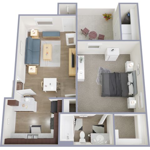A1 | 1 bd | 1 bath | 617 sq ft