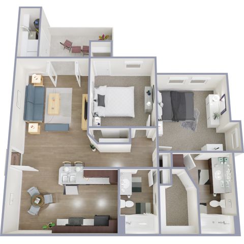 B2 | 2 Bed | 2 Bath | 987 sq ft
