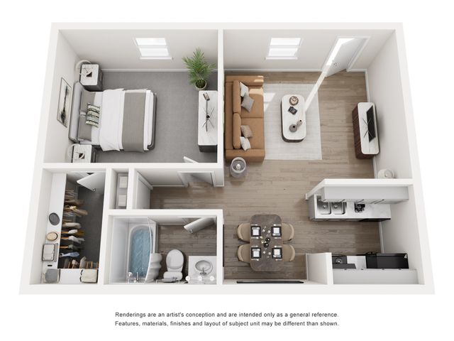 A1, 1 Bed, 1 Bath, 602 SqFt
