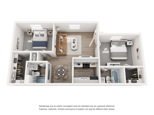 B2, 2 Bed, 2 Bath, 844 SqFt
