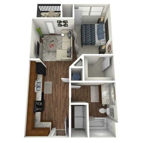 S Floor Plan, Studio, 1 Bath, 494 SqFt