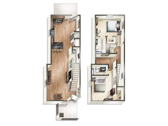 B1 - 2 Bedroom Cottage | The Cottages of Hattiesburg | Off Campus Housing Near USM