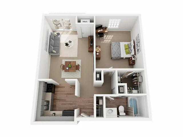 A2 Floor Plan | 1 Bedroom | University Hills | Toledo OH Student Apartments