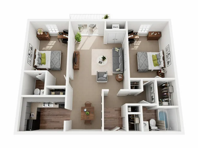 B2 Floor Plan | 2 Bedroom | University Hills | Toledo OH Student Apartments