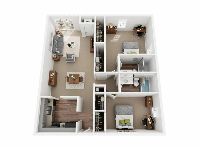 B5 Floor Plan | 2 Bedroom | University Hills | Toledo OH Student Apartments