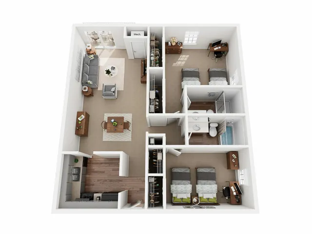 B5DO Double Occupancy | 2 Bedroom | University Hills | Toledo OH Student Apartments