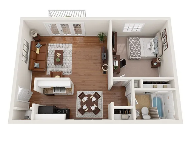 A1 - 1 Bedroom | University Oaks | Kent State Apartments