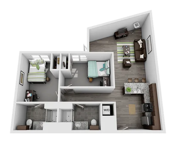 2 Bedroom, 2 Bathroom