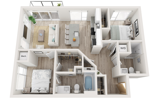 Plan D1 | 2 bedroom, 2 bathroom