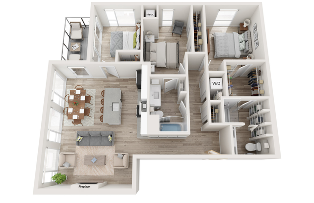 Plan F1 | 3 bedroom, 2 bathroom