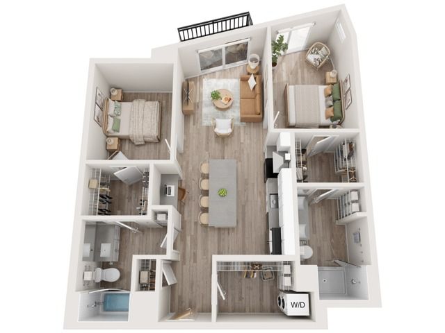 Plan C1 | 2 bedroom, 2 bathroom