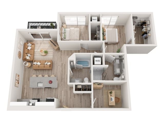 Plan D2 | 2 bedroom + den, 2 bathroom