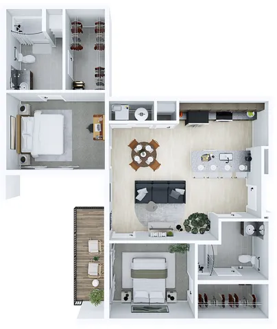 2B Floorplan - 1055 SF