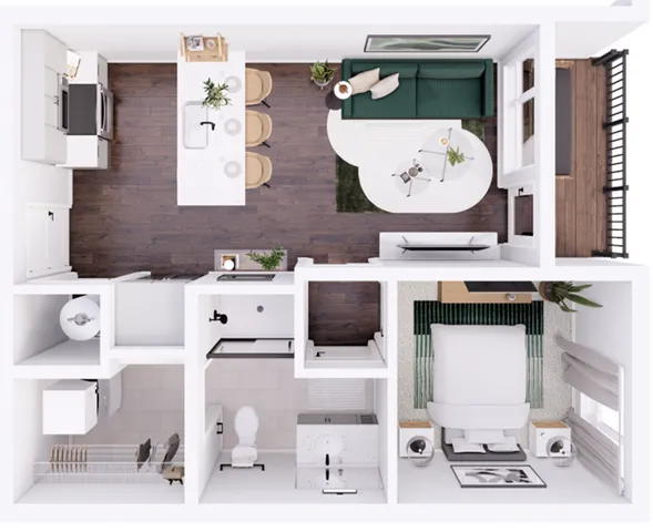 3D Floorplan - 535 Sqft
