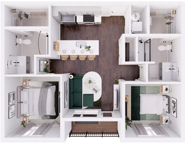 3D Floorplan - 920 Sqft