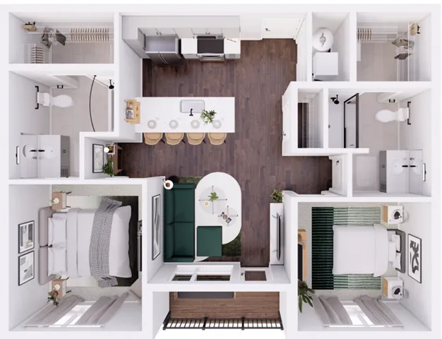 3D Floorplan - 920 Sqft