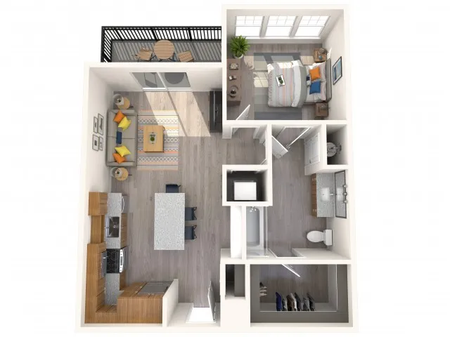3D 1 Bedroom Floor Plan