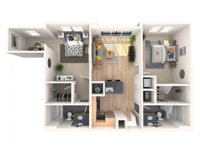 2 BR and Den