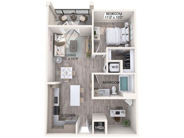 1 BR 1 Bath and Den