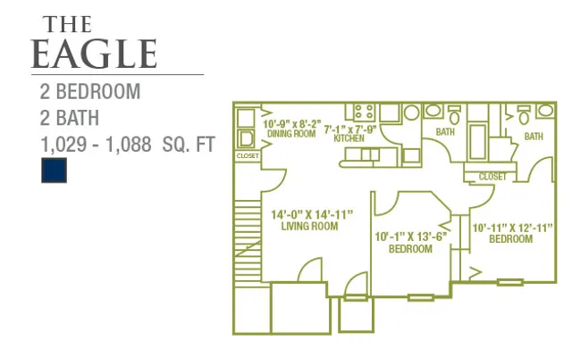 2 bedroom floor plan