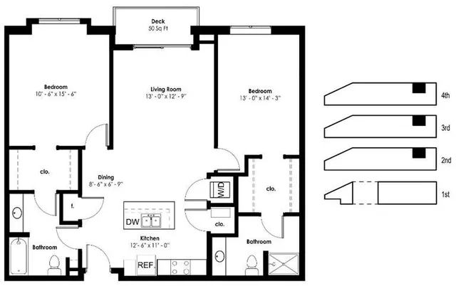 Two Bedroom, Two Bath