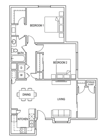 Twin Creeks - Two-Bedroom Floorplan