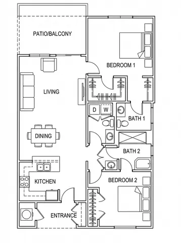 Twin Creeks - Two-Bedroom Floorplan