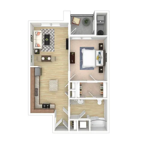 1x1 Floor Plan | Verdant at Green Vally Apartments