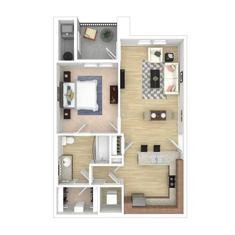 1x1 Floor Plan | Verdant at Green Vally Apartments