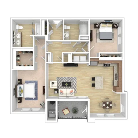 2x2 Floor Plan | Verdant at Green Vally Apartments