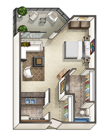 Studio Floor Plan | Creekwood Apartments